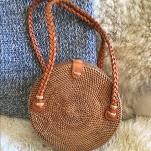 Round Wicker Basket Bag